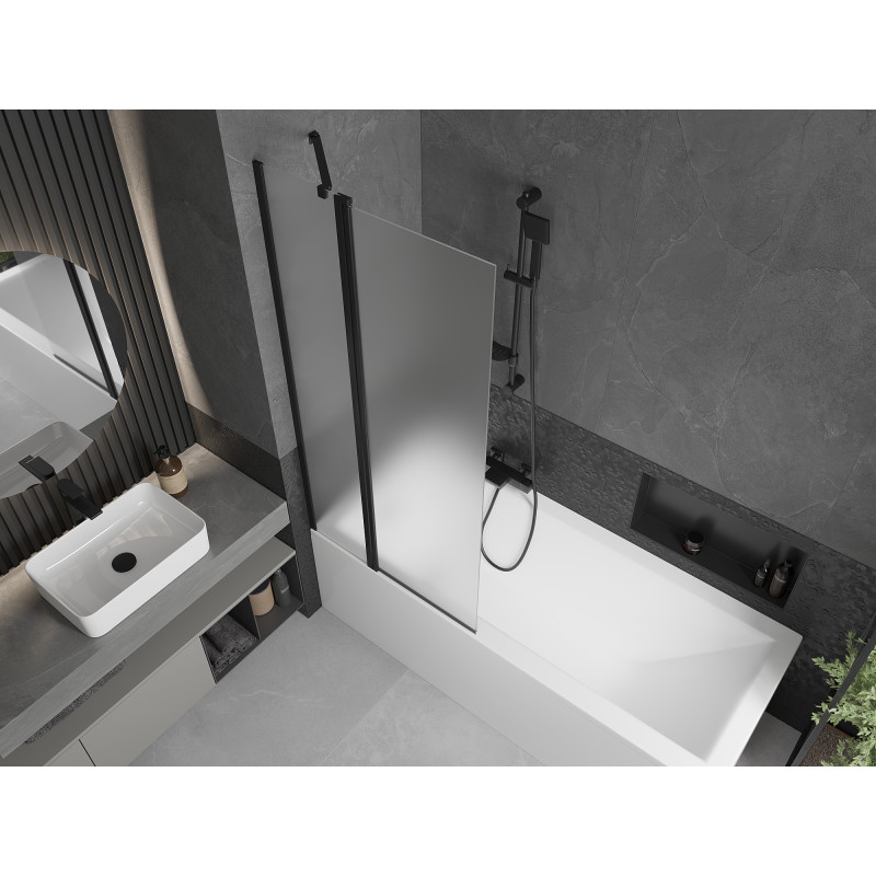 Mexen Flip Duschwand 2-flügelig 80 x 150 cm, satiniert, schwarz - 894-080-101-70-30
