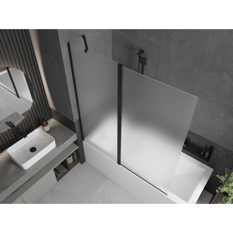 Mexen Flip Badewannenfaltwand mit 2 Flügeln 140 x 150 cm, matt, schwarz - 894-140-101-70-30