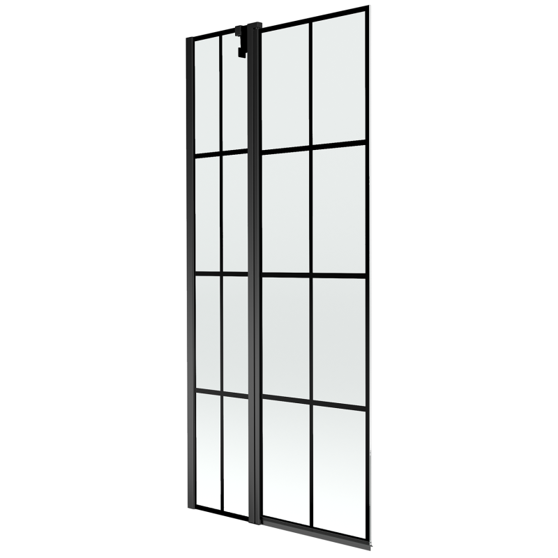 Mexen Flip zweiflügeliger Badewannenaufsatz 80 x 150 cm, schwarzes Gitter, schwarz - 894-080-101-70-77