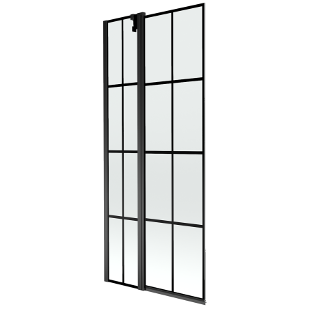 Mexen Flip zweiflügeliger Badewannenaufsatz 80 x 150 cm, schwarzes Gitter, schwarz - 894-080-101-70-77
