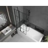 Mexen Flip zweiflügeliger Badewannenaufsatz 80 x 150 cm, schwarzes Gitter, schwarz - 894-080-101-70-77