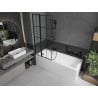 Mexen Flip zweiflügeliger Badewannenaufsatz 80 x 150 cm, schwarzes Gitter, schwarz - 894-080-101-70-77