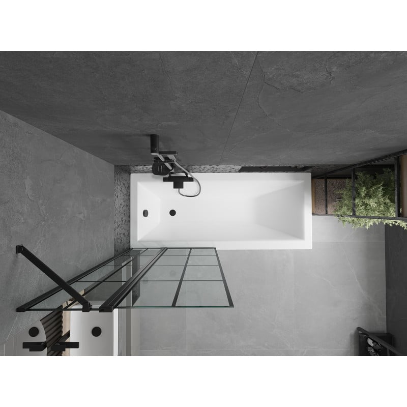 Mexen Flip zweiflügeliger Badewannenaufsatz 80 x 150 cm, schwarzes Gitter, schwarz - 894-080-101-70-77