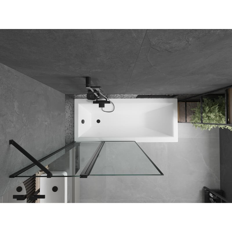 Mexen Flip zweiflügelige Badewannenwand 100 x 150 cm, schwarzer Rahmen, schwarz - 894-100-101-70-70