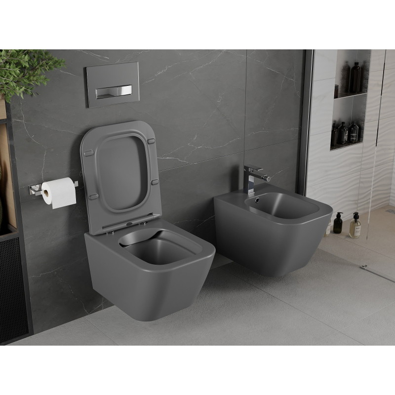 Mexen Madox WC-Schüssel Rimless mit Soft-Close-Slim-Sitz, Duroplast, dunkelgrau matt - 30154061