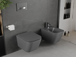 Mexen Madox WC-Schüssel Rimless mit langsam schließendem Slim-Sitz, Duroplast, dunkelgrau matt - 30154061