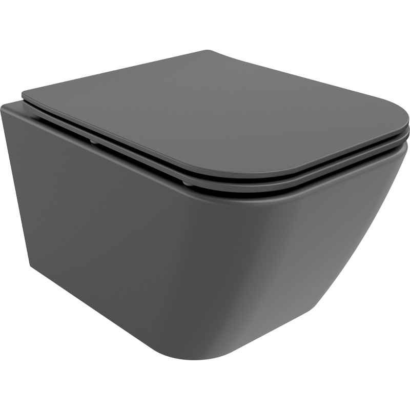 Mexen Madox WC-Schüssel Rimless mit Soft-Close-Slim-Sitz, Duroplast, dunkelgrau matt - 30154061