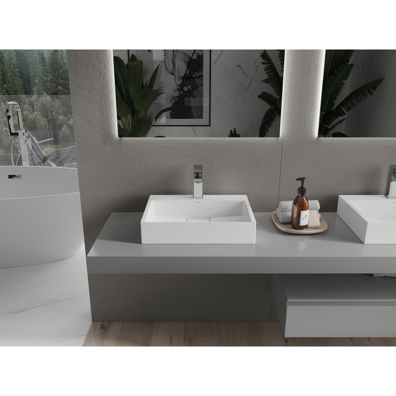 Mexen Ava Aufsatzwaschbecken aus Konglomerat 1/O 50 x 38 cm, weiß - 23015001