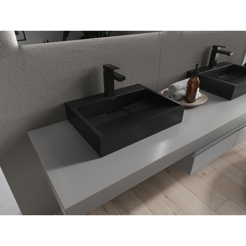 Mexen Ava Aufsatzwaschbecken aus Konglomerat 1/O 50 x 38 cm, schwarz - 23015071
