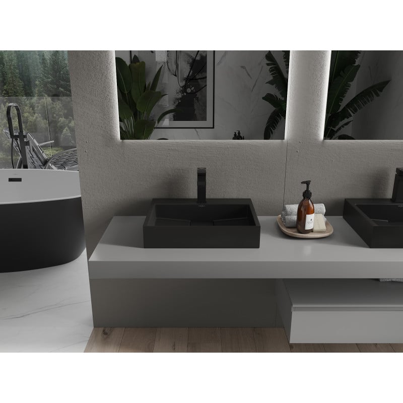 Mexen Ava Aufsatzwaschbecken aus Konglomerat 1/O 50 x 38 cm, schwarz - 23015071