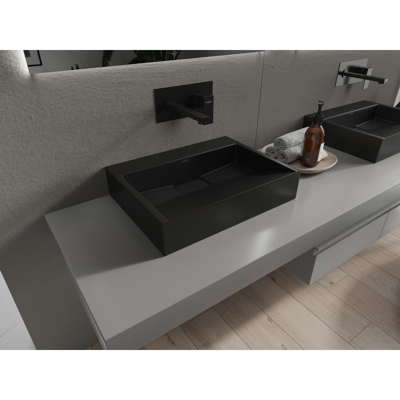 Mexen Ava Aufsatzwaschbecken aus Konglomerat B/O 50 x 38 cm, schwarz - 23015070