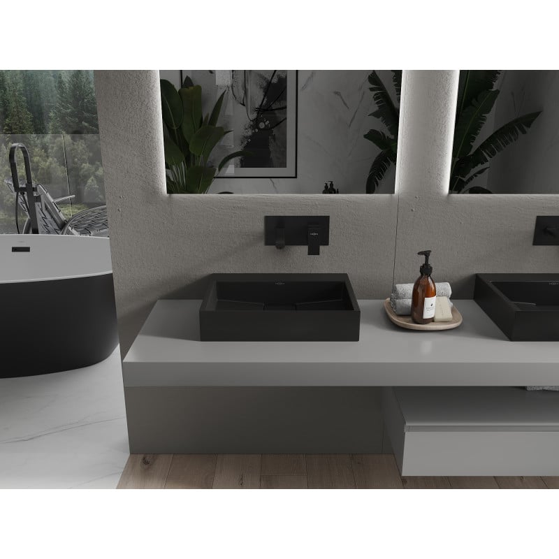 Mexen Ava Aufsatzwaschbecken aus Konglomerat B/O 50 x 38 cm, schwarz - 23015070