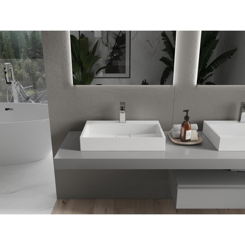 Mexen Ava Aufsatzwaschbecken aus Konglomerat 1/O 60 x 38 cm, weiß - 23016001
