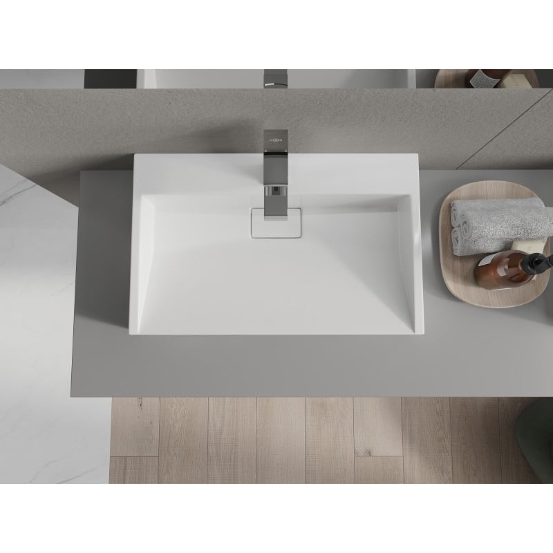 Mexen Ava Aufsatzwaschbecken aus Konglomerat 1/O 60 x 38 cm, weiß - 23016001