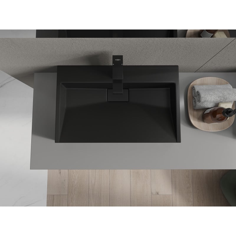 Mexen Ava Aufsatzwaschbecken aus Konglomerat 1/O 60 x 38 cm, schwarz - 23016071