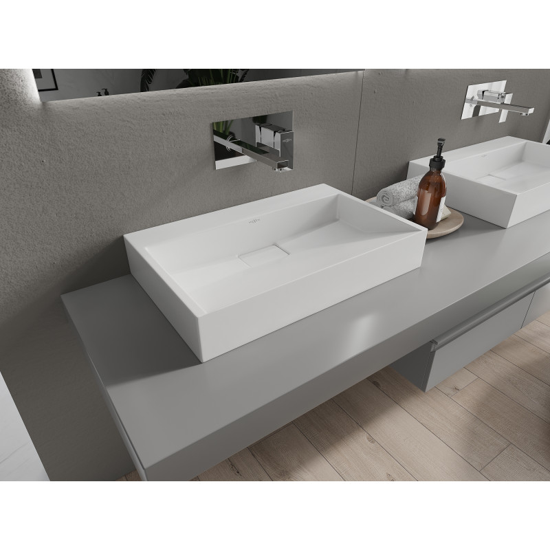 Mexen Ava Aufsatzwaschbecken aus Konglomerat B/O 60 x 38 cm, weiß - 23016000