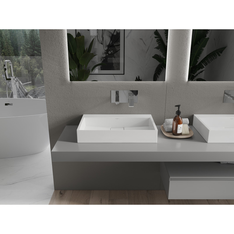 Mexen Ava Aufsatzwaschbecken aus Konglomerat B/O 60 x 38 cm, weiß - 23016000