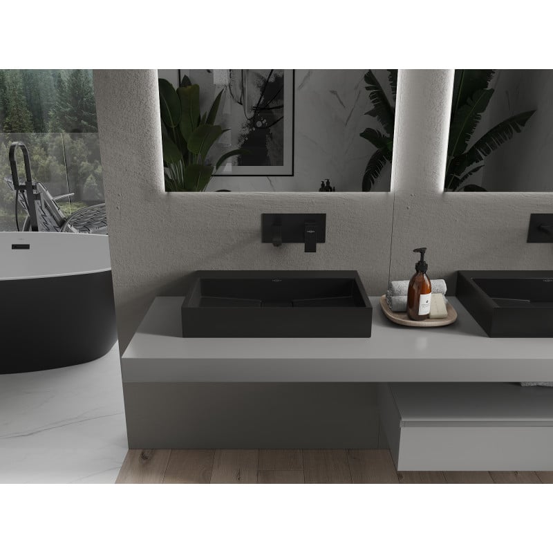 Mexen Ava Aufsatzwaschbecken aus Konglomerat B/O 60 x 38 cm, schwarz - 23016070