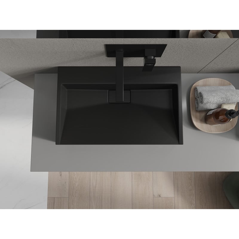 Mexen Ava Aufsatzwaschbecken aus Konglomerat B/O 60 x 38 cm, schwarz - 23016070