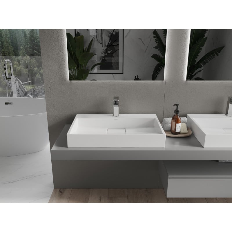 Mexen Ava Aufsatzwaschbecken aus Konglomerat 1/O 70 x 46 cm, weiß - 23017001