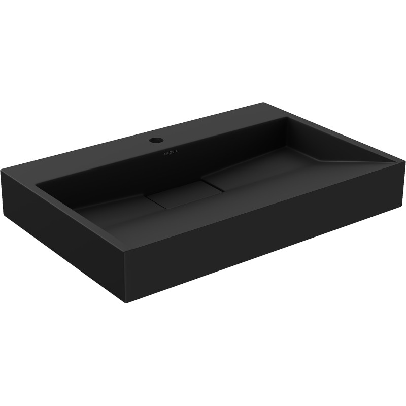 Mexen Ava Aufgesetztes Waschbecken aus Konglomerat 1/O 70 x 46 cm, schwarz - 23017071
