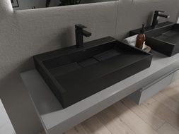 Mexen Ava Aufsatzwaschbecken aus Konglomerat 1/O 70 x 46 cm, schwarz - 23017071