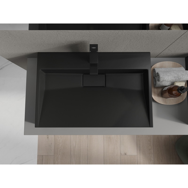 Mexen Ava Aufgesetztes Waschbecken aus Konglomerat 1/O 70 x 46 cm, schwarz - 23017071
