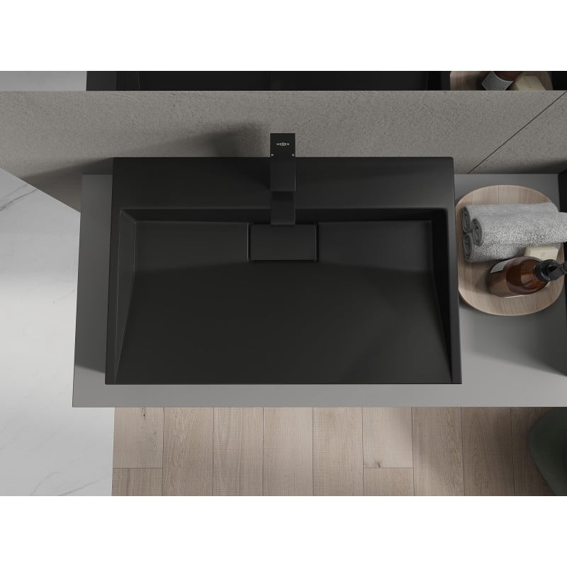 Mexen Ava Aufsatzwaschbecken aus Konglomerat 1/O 70 x 46 cm, schwarz - 23017071