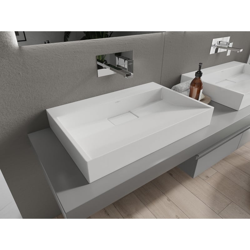 Mexen Ava Aufsatzwaschbecken aus Konglomerat B/O 70 x 46 cm, weiß - 23017000