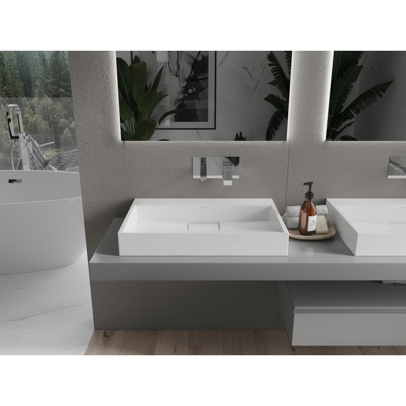 Mexen Ava Aufsatzwaschbecken aus Konglomerat B/O 70 x 46 cm, weiß - 23017000