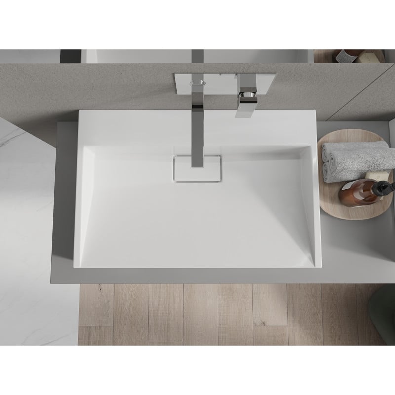Mexen Ava Aufsatzwaschbecken aus Konglomerat B/O 70 x 46 cm, weiß - 23017000
