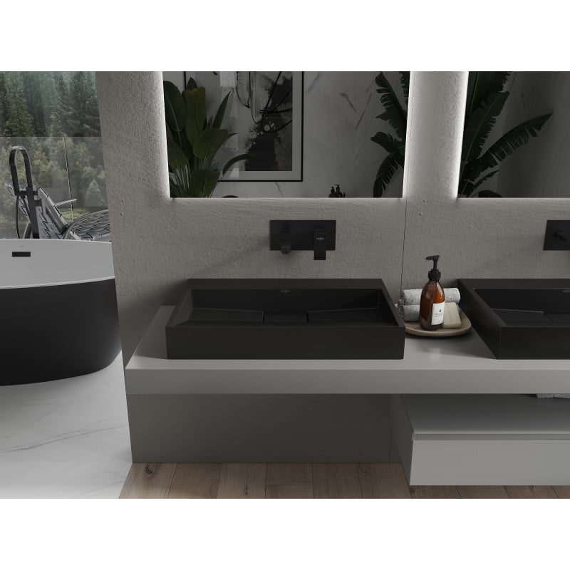 Mexen Ava Aufsatzwaschbecken aus Konglomerat B/O 70 x 46 cm, schwarz - 23017070