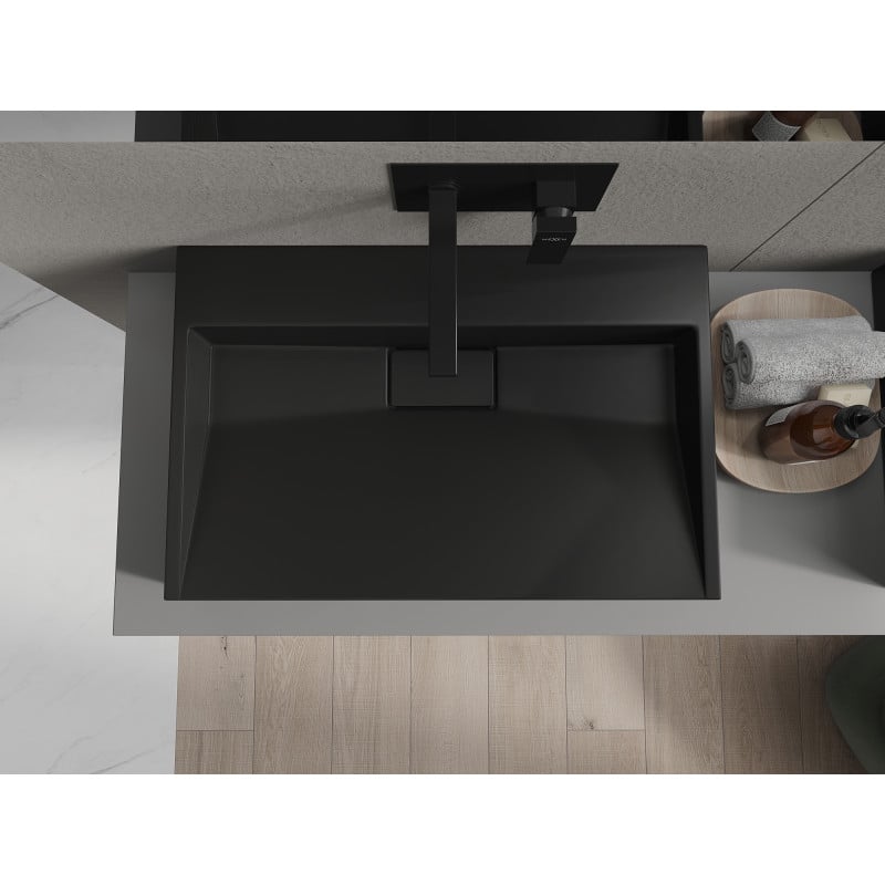 Mexen Ava Aufsatzwaschbecken aus Konglomerat B/O 70 x 46 cm, schwarz - 23017070