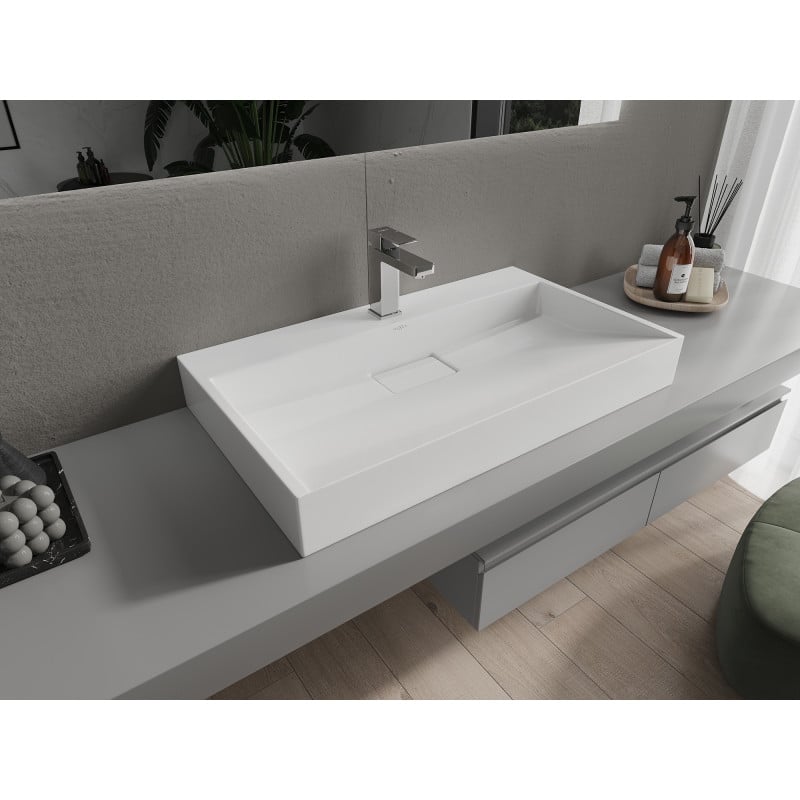 Mexen Ava Aufsatzwaschbecken aus Konglomerat 1/O 80 x 46 cm, weiß - 23018001