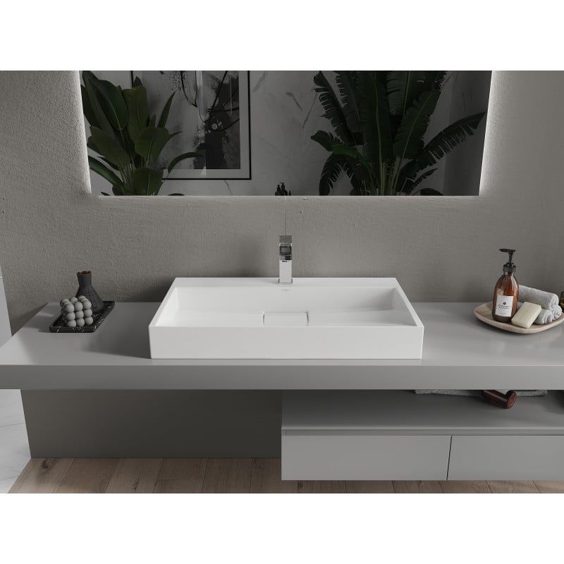 Mexen Ava Aufsatzwaschbecken aus Konglomerat 1/O 80 x 46 cm, weiß - 23018001