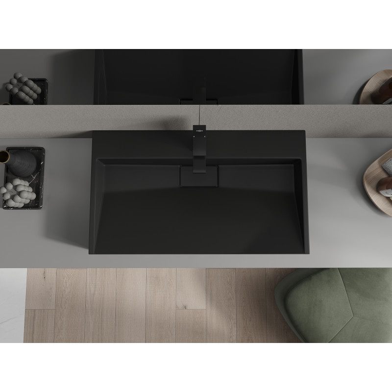 Mexen Ava Aufsatzwaschbecken aus Konglomerat 1/O 80 x 46 cm, schwarz - 23018071