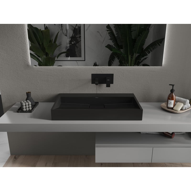 Mexen Ava Aufsatzwaschbecken aus Konglomerat B/O 80 x 46 cm, schwarz - 23018070