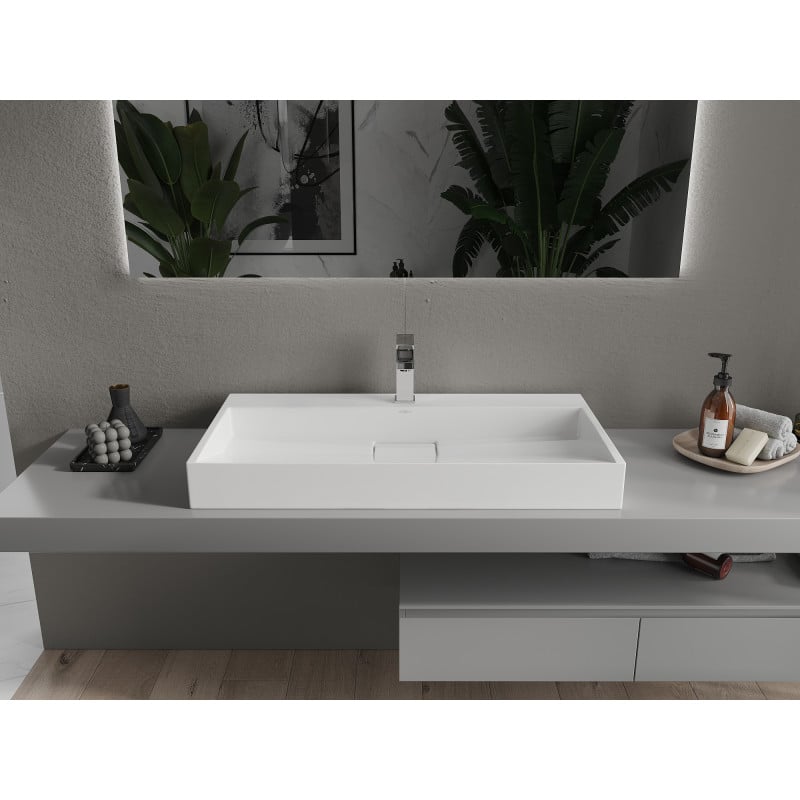 Mexen Ava Aufsatzwaschbecken aus Konglomerat 1/O 90 x 46 cm, weiß - 23019001