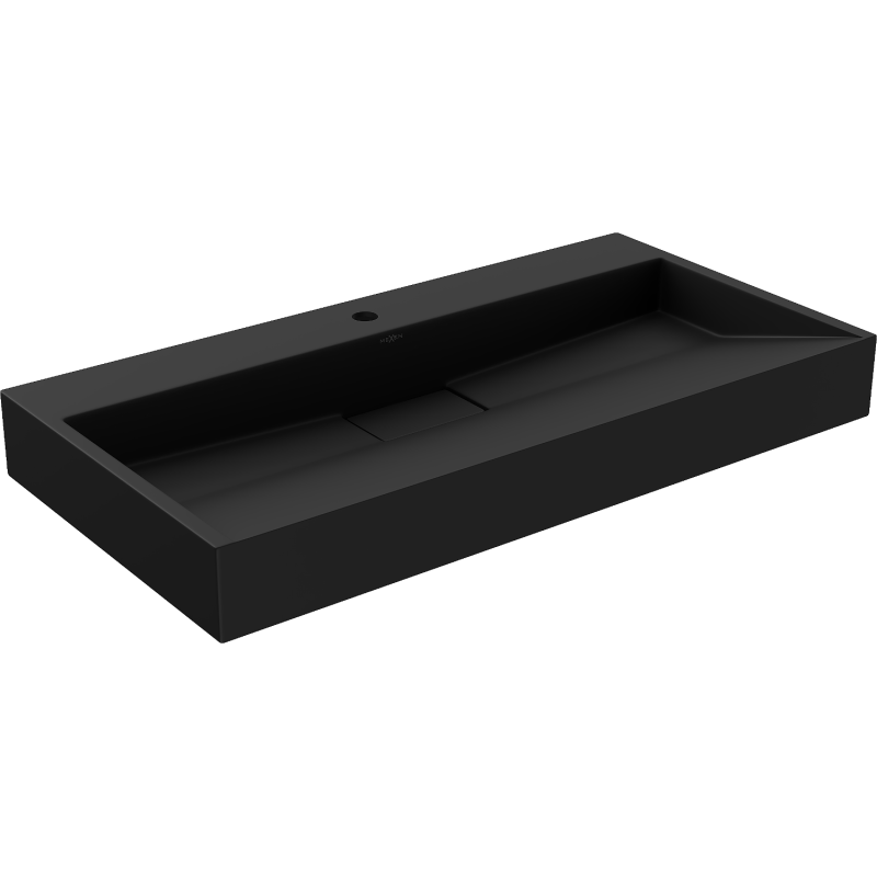 Mexen Ava Aufsatzwaschbecken aus Konglomerat 1/O 90 x 46 cm, schwarz - 23019071