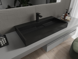 Mexen Ava Aufsatzwaschbecken aus Konglomerat 1/O 90 x 46 cm, schwarz - 23019071