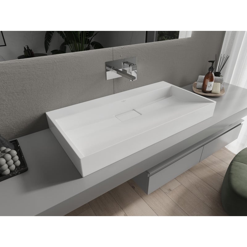 Mexen Ava Aufsatzwaschbecken aus Konglomerat B/O 90 x 46 cm, weiß - 23019000