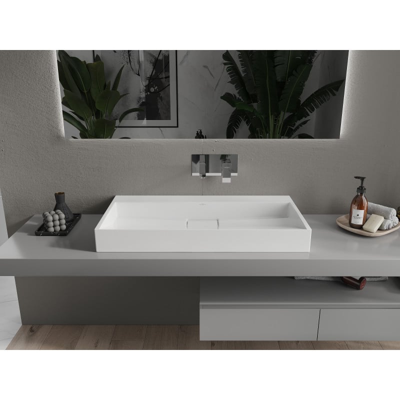 Mexen Ava Aufsatzwaschbecken aus Konglomerat B/O 90 x 46 cm, weiß - 23019000
