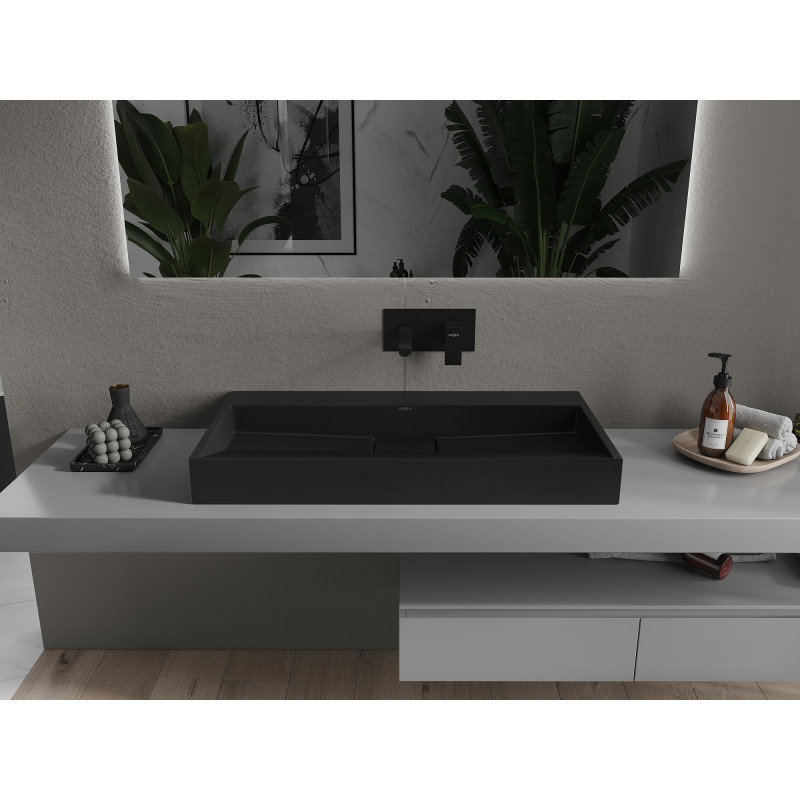Mexen Ava Aufbauwaschbecken aus Konglomerat B/O 90 x 46 cm, schwarz - 23019070