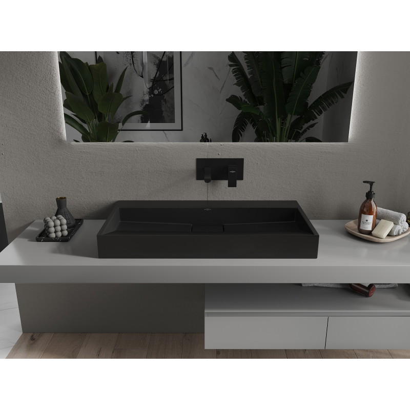Mexen Ava Aufsatzwaschbecken aus Conglomerat B/O 90 x 46 cm, schwarz - 23019070