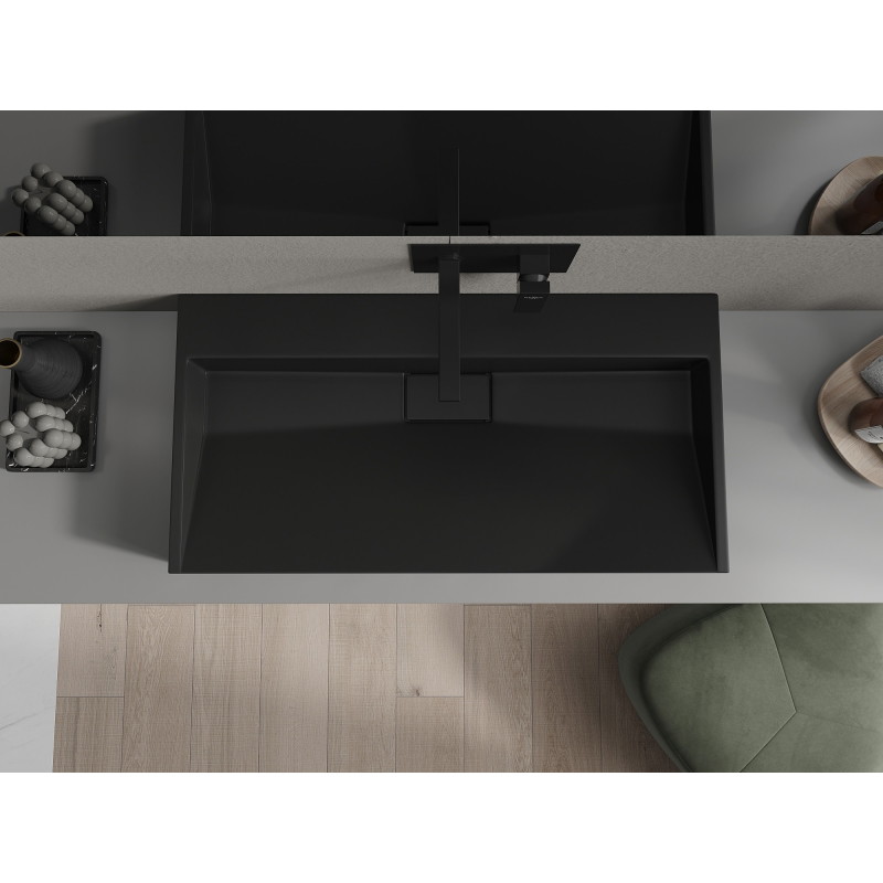 Mexen Ava Aufsatzwaschbecken aus Conglomerat B/O 90 x 46 cm, schwarz - 23019070