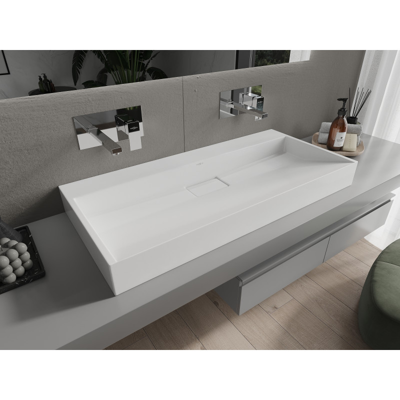 Mexen Ava Aufsatzwaschbecken aus Konglomerat B/O 100 x 46 cm, weiß - 23011000