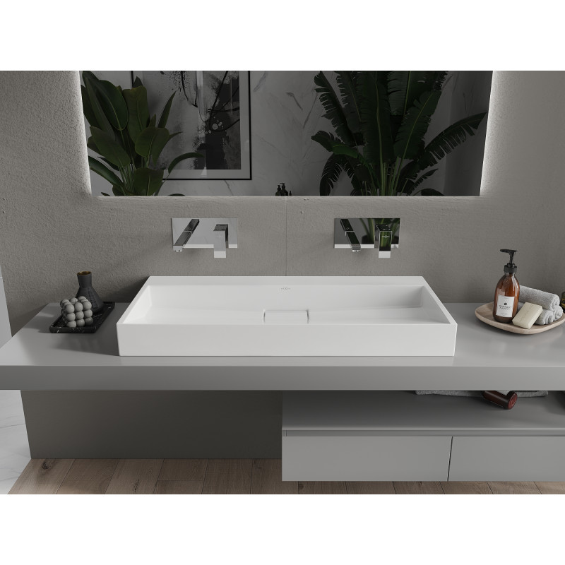 Mexen Ava Aufsatzwaschbecken aus Konglomerat B/O 100 x 46 cm, weiß - 23011000