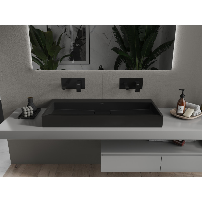 Mexen Ava Aufsatzwaschbecken aus Konglomerat B/O 100 x 46 cm, schwarz - 23011070