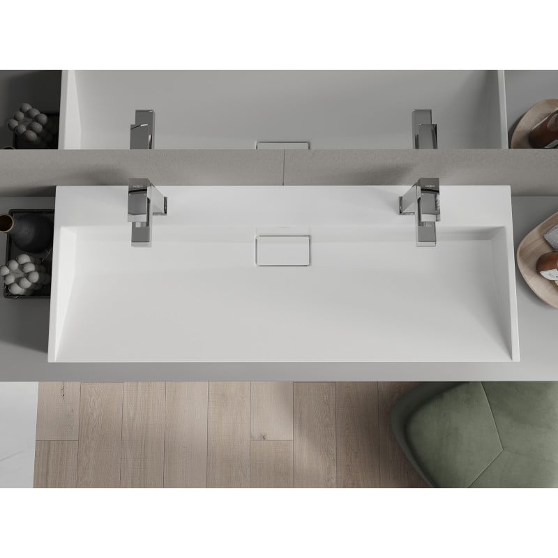 Mexen Ava Aufsatzwaschbecken aus Konglomerat 2/O 120 x 46 cm, weiß - 23011202