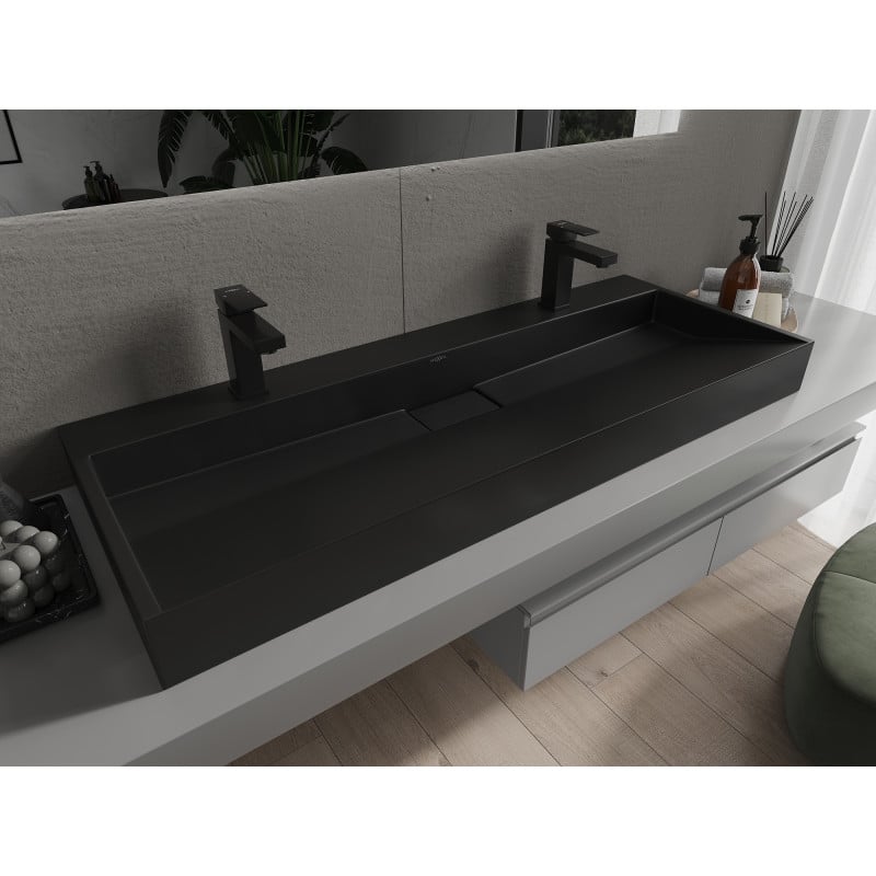 Mexen Ava Aufsatzwaschbecken aus Konglomerat 2/O 120 x 46 cm, schwarz - 23011272